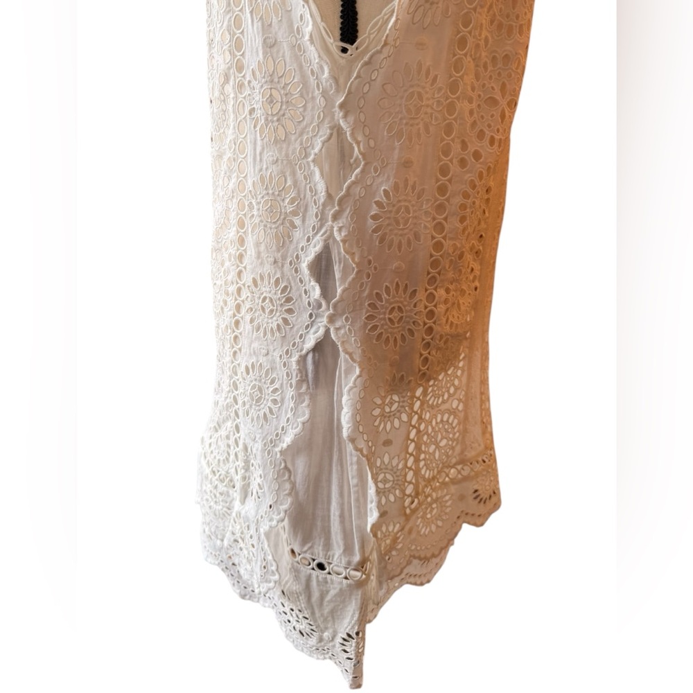 Zimmermann Ivory Eyelet Mini Dress Bateau Neck Scalloped Lace Size 1 (S) - Picture 6 of 14